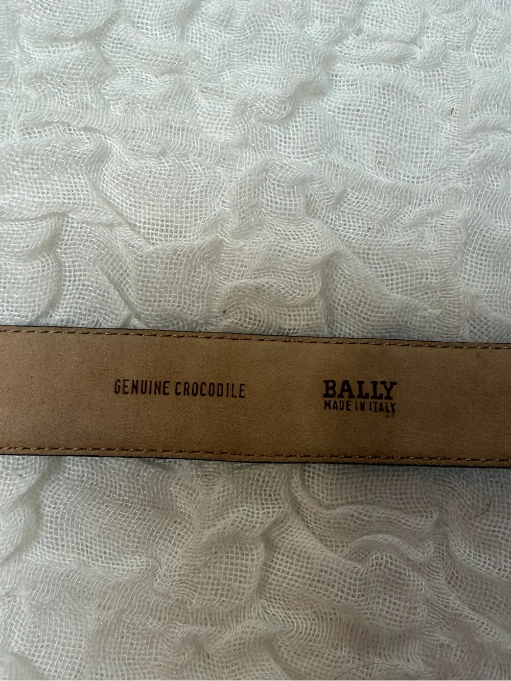 Vintage Bally Genuine Crocodile Leather Belt Italy Gold Buckle 36
